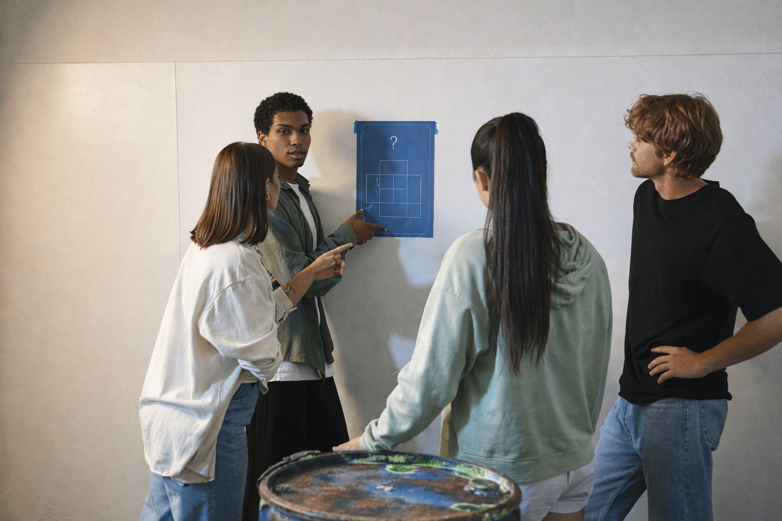 Équipe en pleine expérience dans une salle de réunion
